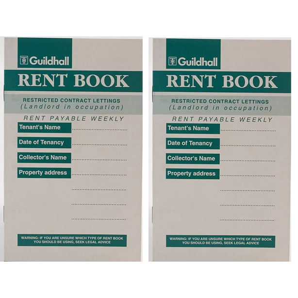 2 x Guildhall A6 Landlords Rent Receipt Books Tenants Weekly Collector Records
