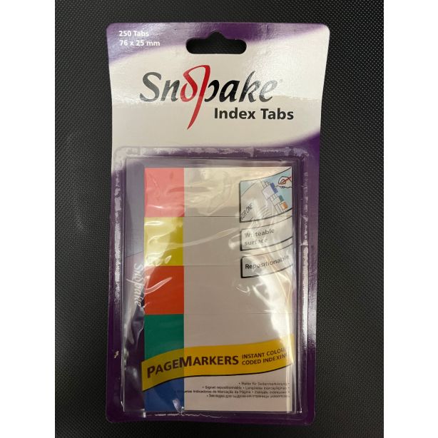 Snopake Index Tabs 76x25mm Five Colours 250 tabs per pack