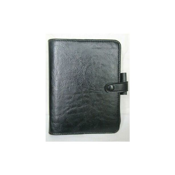 Filofax Kent Personal Organiser Grained Leather Look Cover Stud Fastener, Black
