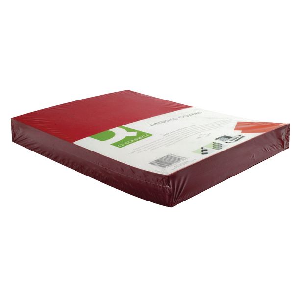 Q Connect A4 Report Cover, 250gsm, Plain Leathergrain Card Red, Each