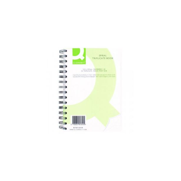 Q Connect Wiro Triplicate Book, 210 x 127mm (8.25 x 5'')