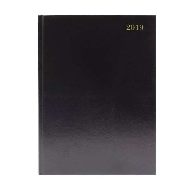 Q Connect A5 Desk Diary, Day a Page, Black, 2020