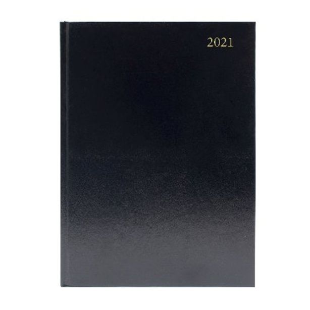 Q Connect Desk Diary, A5, Week to View, Black, 2021