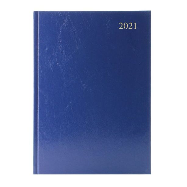 Q Connect Desk Diary, A5, Week to View, Blue, 2021