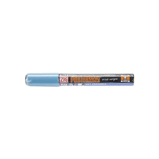 Zig Posterman Metallic Light Blue Wet Wipe Markers. 6mm Chisel Tip