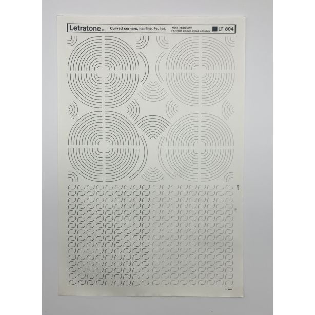 Letraset Letratone 804 Curved corners, hairline, ½, 1pt.