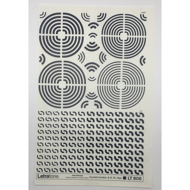 Letraset Letratone 806 Curved corners, 6, 8, 10, 12pt.