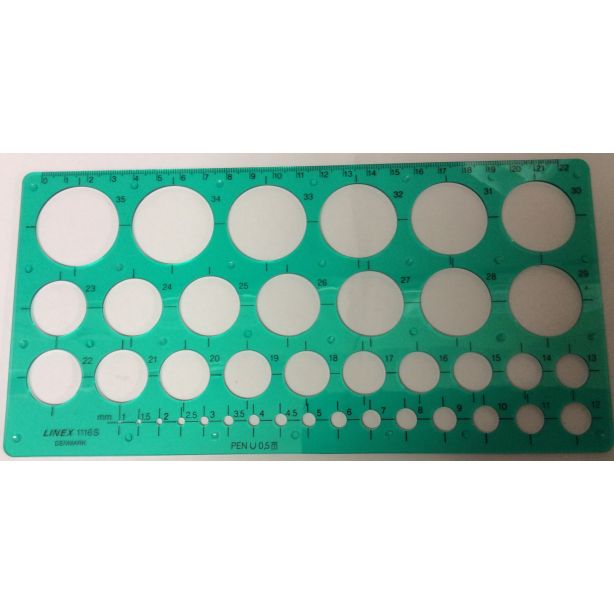 Linex 39 Circle Template, Ink Bosses, Pen:0.5mm, 240x120mm