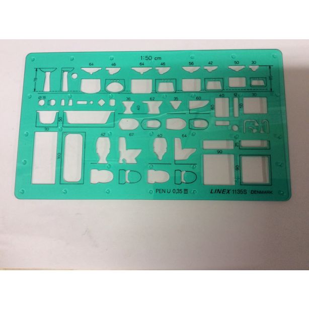 Linex Plumbing Fixture Template, Scale: 1:50, Size: 165x95mm