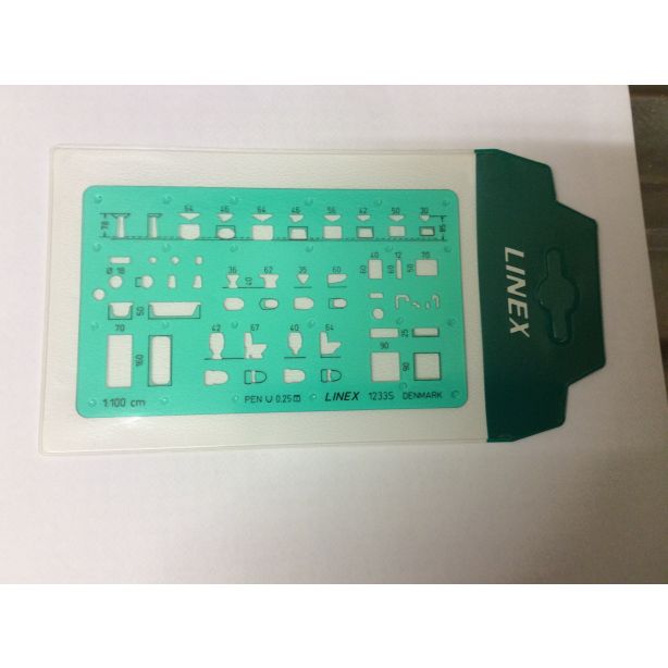 Linex Plumbing Fixture Template, Scale: 1:100, Size: 124x74mm.