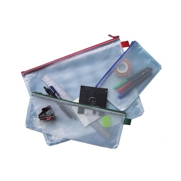 Heavy Duty Mesh Zip Bag, Green Coloured Zip, 350 x 265mm