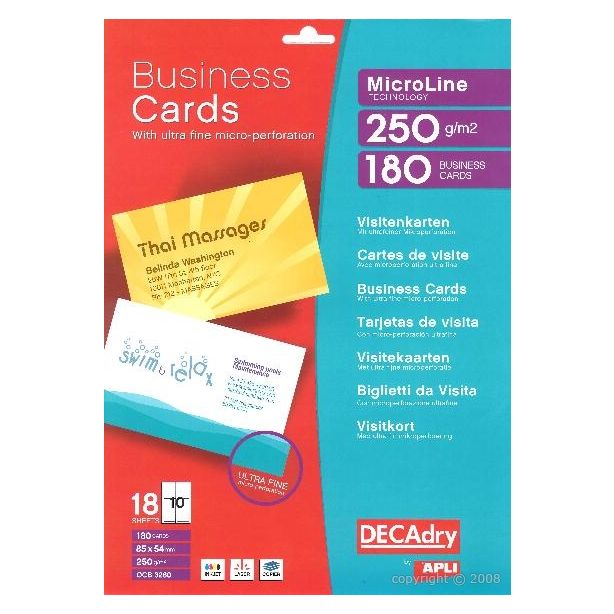 Decadry 250gsm Business Cards, Pack of 180