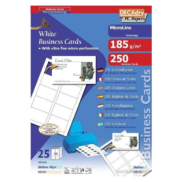 Decadry 185gsm Business Cards, Pack of 250