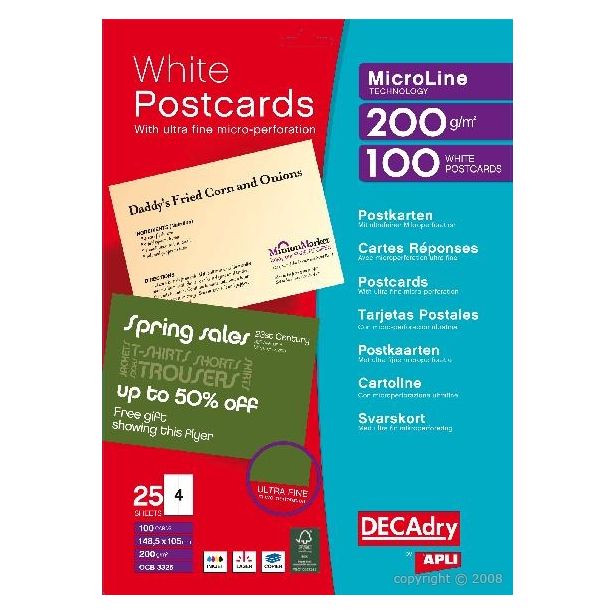 Decadry 200gsm Post Cards, Pack of 100