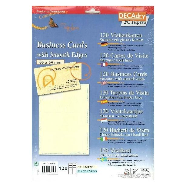 Decadry Parchment Champagne Business Cards, Pack of 120