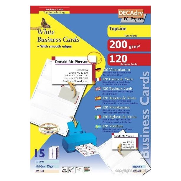Decadry Business Cards, 200gsm, Pack of 120