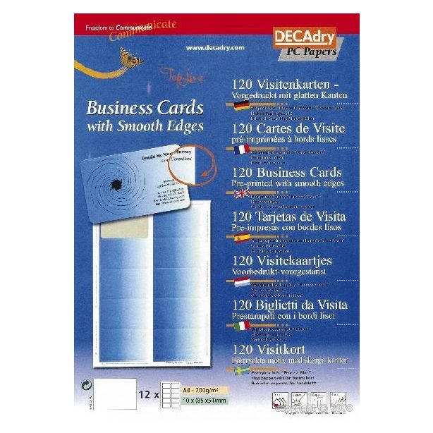Decadry Cyan Business Cards, Pack of 120