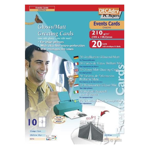 Decadry Glossy/Matt Greetings Cards, 105 x 148.5mm 