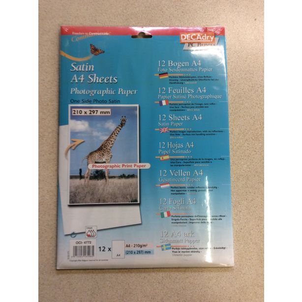 Decadry Satin Inkjet Photo Paper, 210gsm