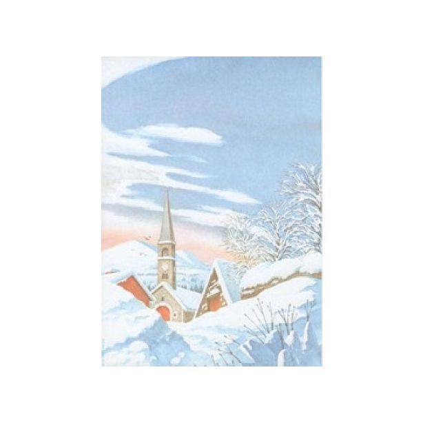 Decadry Christmas 3 Fold Event Cards A4, White Village, pack of 25 sheets