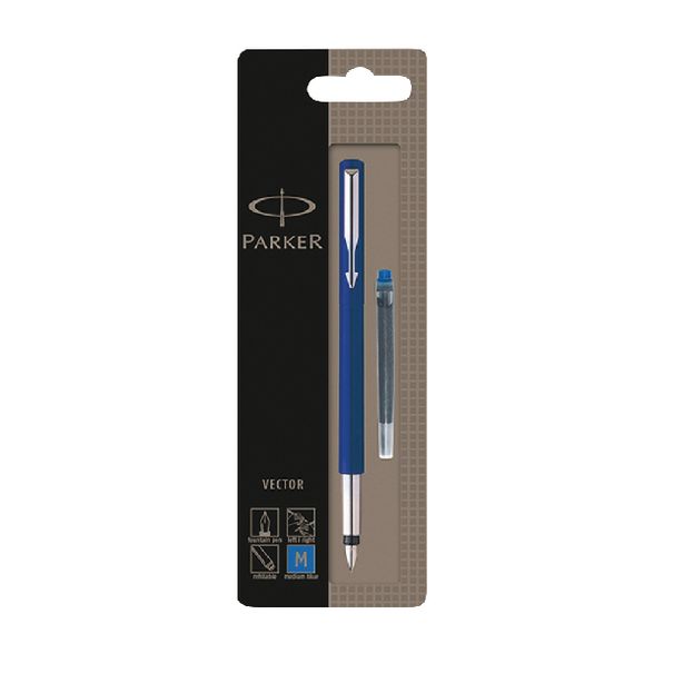 Parker Vector Fountain Pen, Blue Barrel, Medium Nib