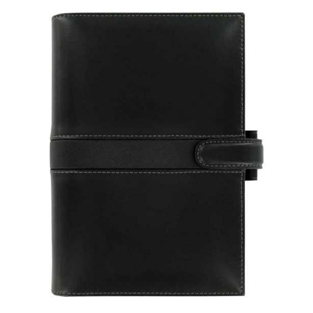 Filofax Piazza Personal Deluxe Smooth Leather Organiser with Stud Fastener, Black