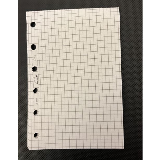Filofax Pocket White Quadrille (Squared) Notepad Organiser Refill 212216