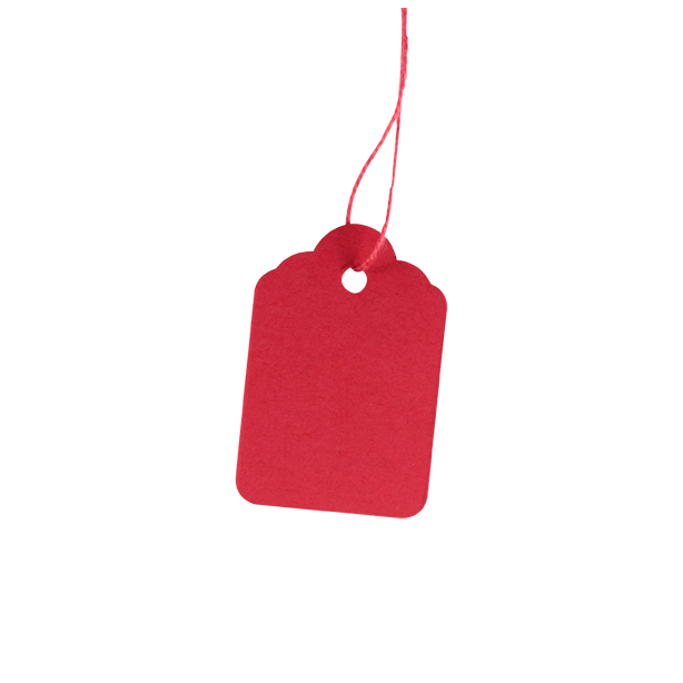 Clipper Strung Tickets, E25C, 42 x 27mm, Red, Pack of 100 