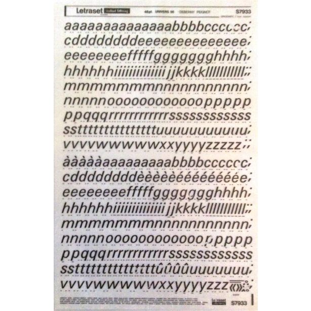 Letraset Black S7933 48pt. Univers 56 Lower Case Letters