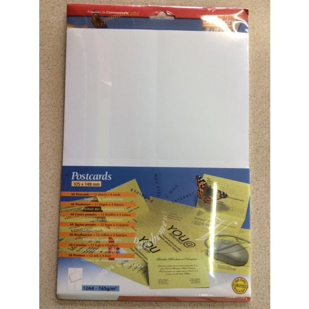 Decadry Rib Ultra White Post Cards, 165gsm, Pack of 48 Cards