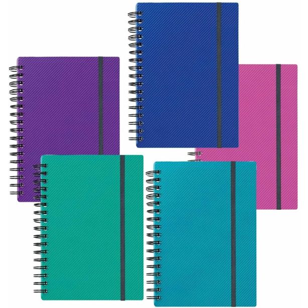 Snopake A6 NoteGuard Hardback Notebook, Pack of 5 Assorted Colours