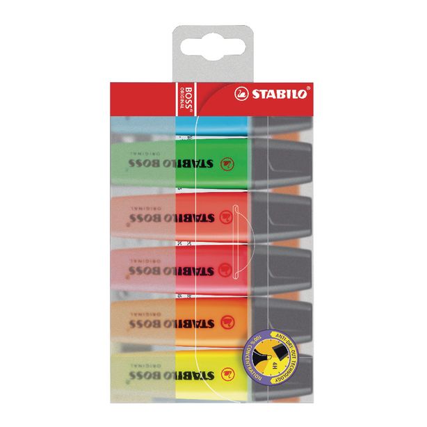 Stabilo Boss Highlighter Pens, Assorted Pack of 6
