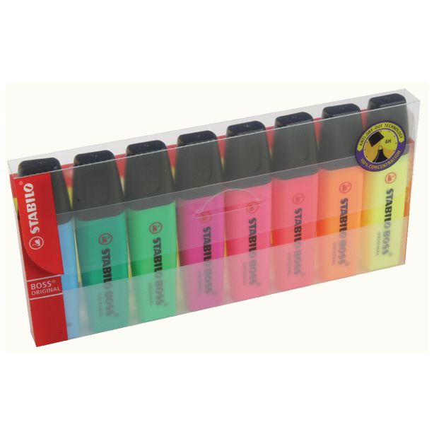 Stabilo Boss Highlighter Pens, Assorted Pack of 8