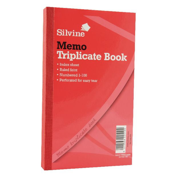 Silvine Triplicate Book, 210x127mm (8.25x5''), Memo 605
