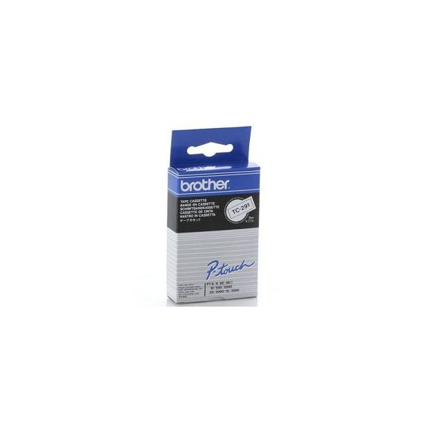 Brother P-Touch TC-291 Tape Cassette. Black on White