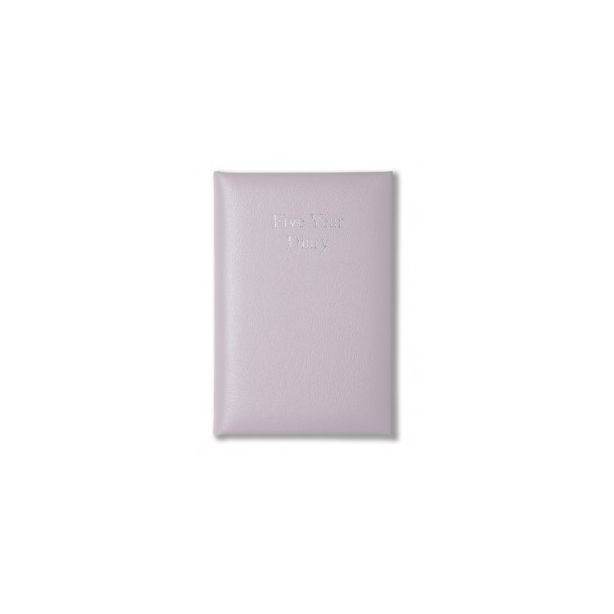 Tuscana Grain Leather Five Year Diary 140x95mm, Pale Blue