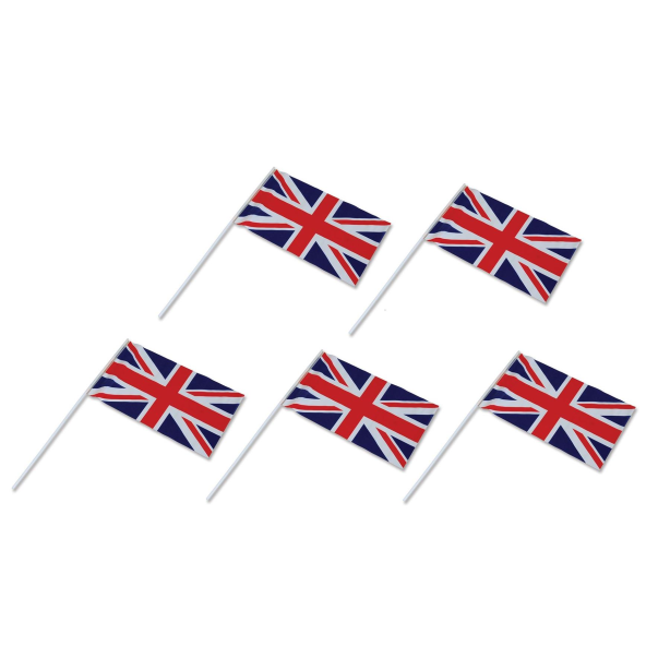 Union Jack Hand Waving Flags Kings Coronation Pack of 5 Size 12 x 8 Inch