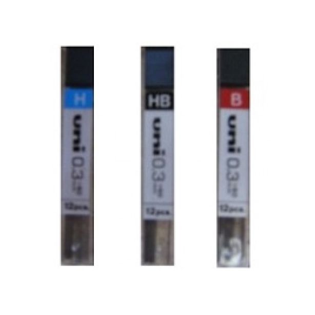 Uni Mechanical Pencil Leads, 0.3mm, HB, Pack of 12