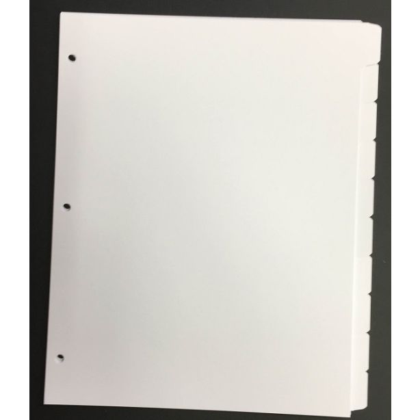 US Letter Size 10 Part Dividers, Pack of 10 Sets