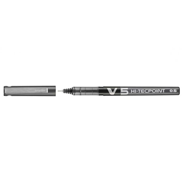 Pilot V5 Hi-Tecpoint Extra Fine Needlepoint Tip 0.5mm Rollerball Pen Black