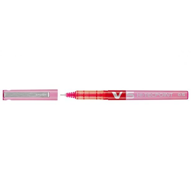 Pilot V5 Hi-Tecpoint Extra Fine Needlepoint Tip 0.5mm Rollerball Pen Pink