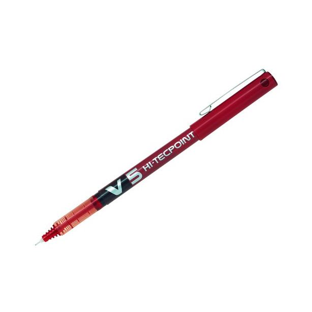 Pilot V5 Hi-Tecpoint Extra Fine Needlepoint Tip 0.5mm Rollerball Pen Red