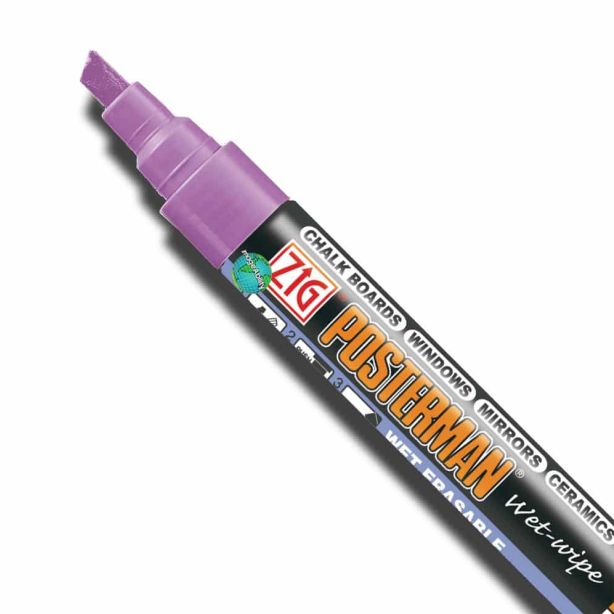 Zig Posterman Metallic Violet Wet Wipe Markers. 6mm Chisel Tip