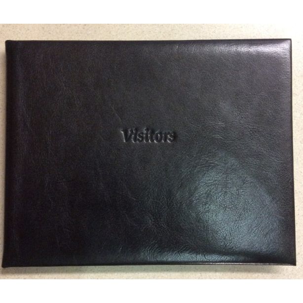 Vintage Hide Leather Visitors Book 210x273mm, Black