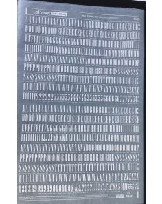 Letraset White 1648 36pt. Slimblack Capital Letters