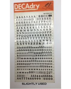 Decadry Super Transfers No247, 24pt, 6mm, 0.236inch, Black Letters & Numbers (Used)