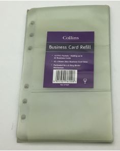 Collins Business Card Ringbinder PVC Pockets Refill Pack of 10 sheets Holds 60 Cards