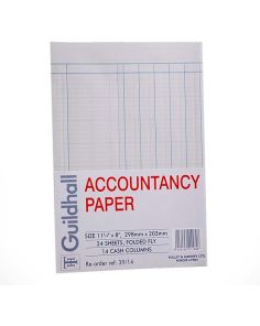 Guildhall 39/14Z Accountancy Paper, Pack of 24 Sheets, 14 Cash Columns