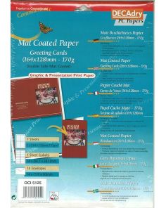 Decadry 14 White Matt Coated Greeting Cards 164 x 128mm with Envelopes & Labels OCI5125