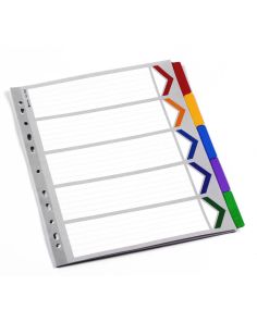 Rexel A4 Extra Wide 5 Part Mylar Reinforced Dividers, White/Multi
